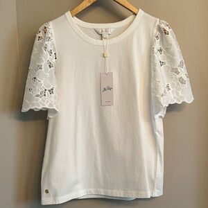 White Lilly Pulitzer Lace Sleeve Top